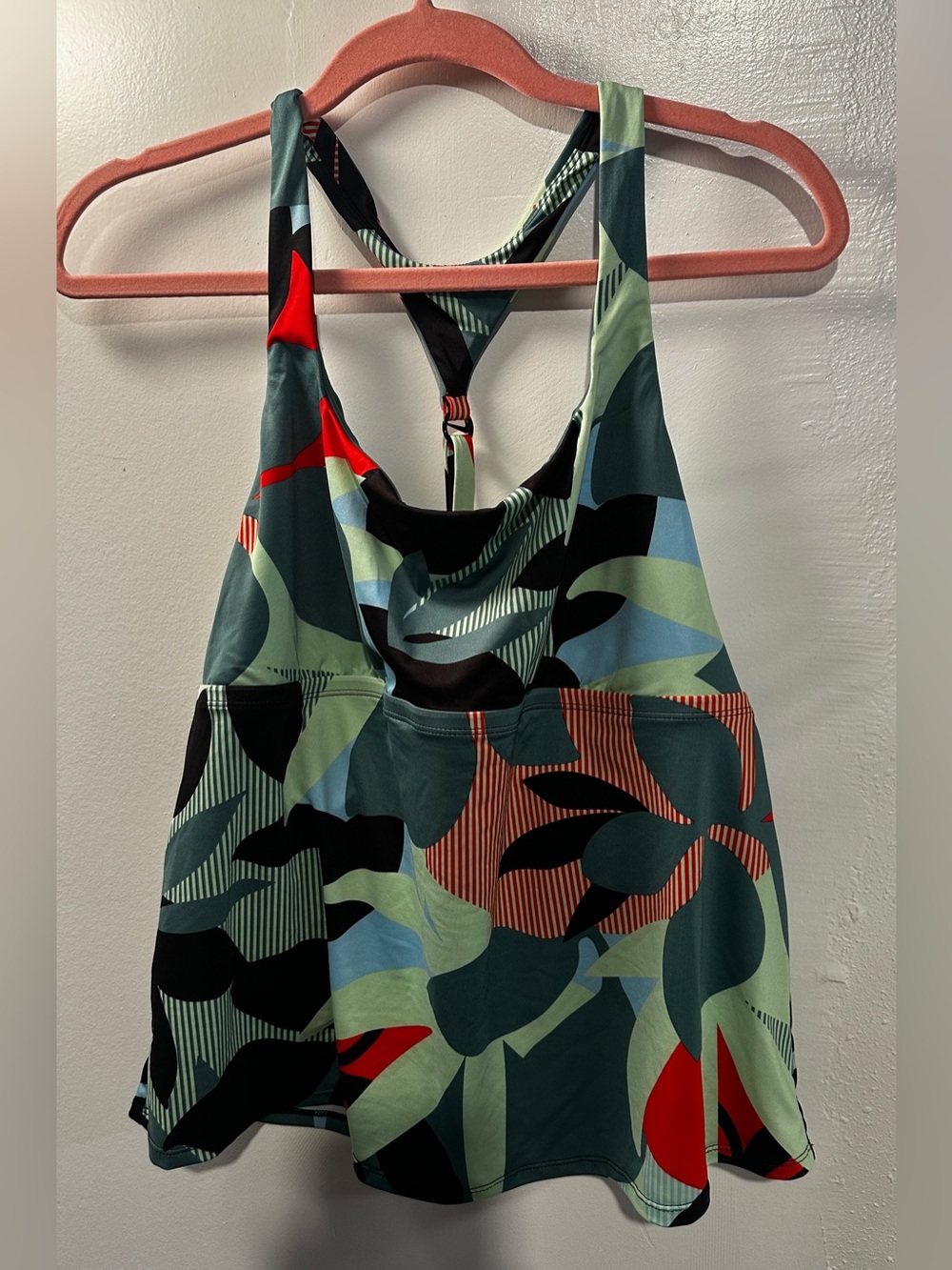 Nike Green, Black & Red Abstract Racerback Tank